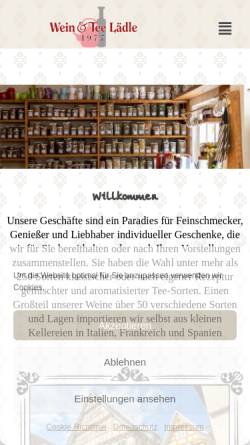 Vorschau der mobilen Webseite www.wein-und-tee-laedle.de, Wein und Tee Lädle