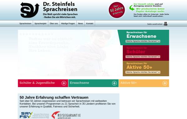 Vorschau von www.steinfels.ch, Dr. Steinfels Sprachreisen