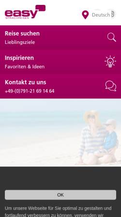 Vorschau der mobilen Webseite www.easy-sprachreisen.de, Easy Sprachreisen