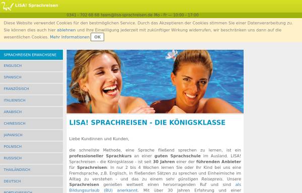 Vorschau von www.lisa-sprachreisen.de, Lisa! Reisen GmbH, Leipzig