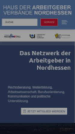 Vorschau der mobilen Webseite www.arbeitgeber-nordhessen.de, Haus der Arbeitgeberverbände in Nordhessen