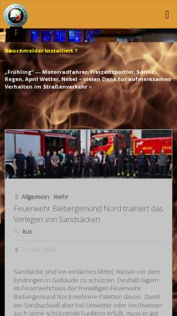 Vorschau der mobilen Webseite www.feuerwehr-kassel.de, Freiwillige Feuerwehr Biebergemünd-Kassel