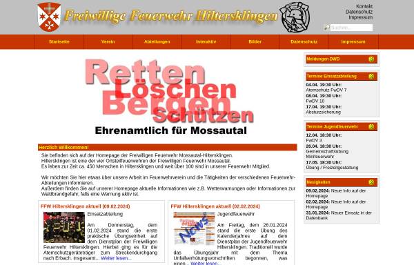 Vorschau von www.feuerwehr-hiltersklingen.de, Freiwillige Feuerwehr Hiltersklingen