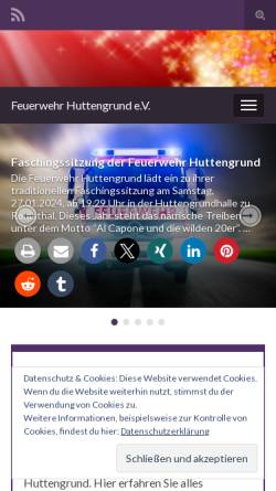 Vorschau der mobilen Webseite www.feuerwehr-huttengrund.de, Freiwillige Feuerwehr Huttengrund