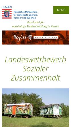 Vorschau der mobilen Webseite www.hegiss.de, HEGISS - Hessische Gemeinschaftsinitiative soziale Stadt e.V.