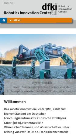 Vorschau der mobilen Webseite robotik.dfki-bremen.de, Arbeitsgruppe Robotik der Universität Bremen