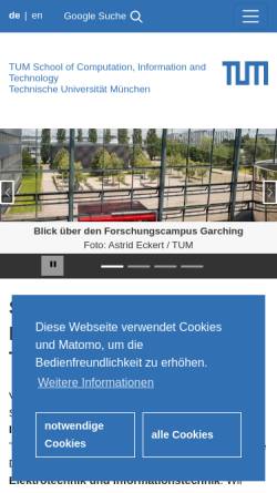 Vorschau der mobilen Webseite www6.in.tum.de, Lehrstuhl für Echtzeitsysteme und Robotik, Technische Universität München