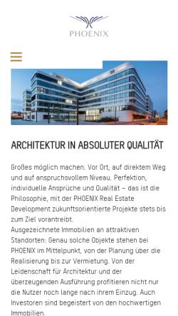 Vorschau der mobilen Webseite www.phoenixrealestate.de, Phoenix Real Estate Development GmbH