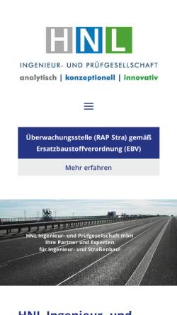 Vorschau der mobilen Webseite www.hnl-ing.de, Hansa-Nord-Labor GmbH