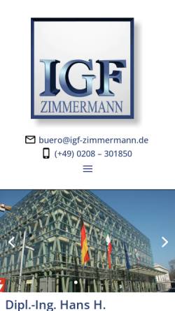 Vorschau der mobilen Webseite www.igf-zimmermann.de, Zimmermann, H.-H.