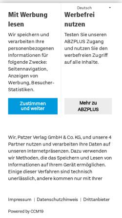 Vorschau der mobilen Webseite allgemeinebauzeitung.de, ABZ - Allgemeine BauZeitung, Patzer Verlag GmbH & Co. KG