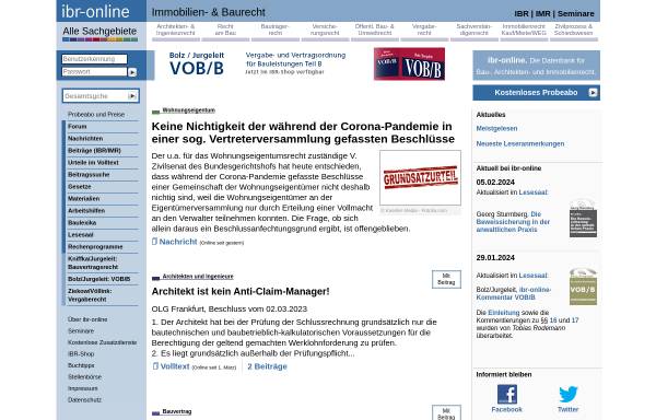 Vorschau von www.ibr-online.de, IBR Immobilien und Baurecht
