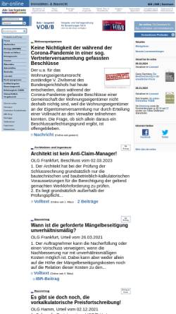 Vorschau der mobilen Webseite www.ibr-online.de, IBR Immobilien und Baurecht