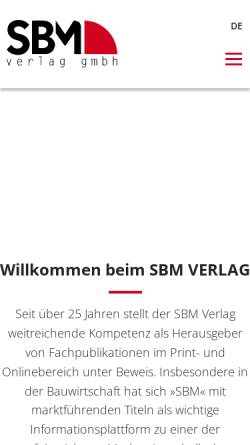 Vorschau der mobilen Webseite www.sbm-verlag.de, SBM Verlag GmbH