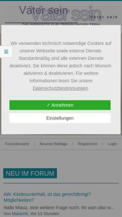 Vorschau der mobilen Webseite www.vatersein.de, Für den Erhalt der Elternschaft nach einer Trennung