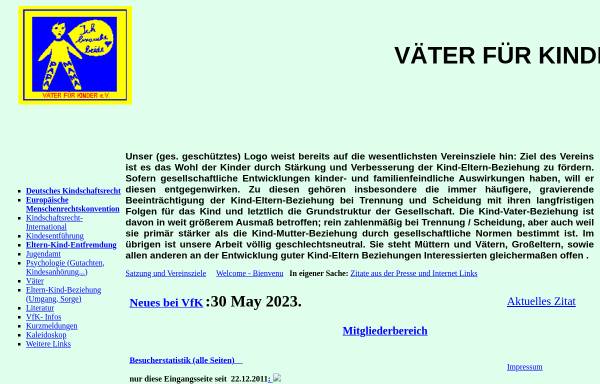 Vorschau von www.vaeterfuerkinder.de, Väter für Kinder e.V. - Homepage