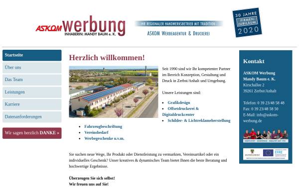 Vorschau von www.askom-werbung.de, Askom Werbeagentur & Druckerei OHG