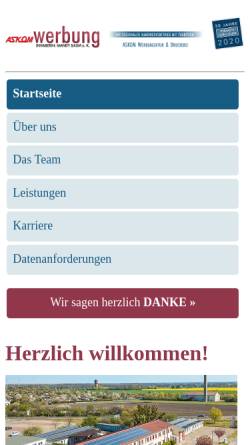 Vorschau der mobilen Webseite www.askom-werbung.de, Askom Werbeagentur & Druckerei OHG