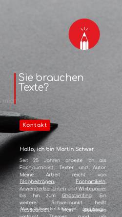 Vorschau der mobilen Webseite www.martinschwer.de, Martin Schwer - Text und Konzept