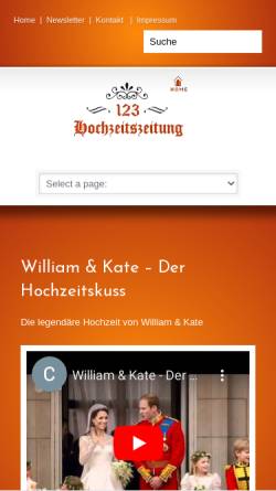 Vorschau der mobilen Webseite www.123-hochzeitszeitung.de, 123 Hochzeitszeitung