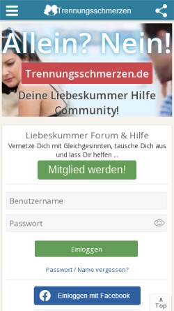 Vorschau der mobilen Webseite www.trennungsschmerzen.de, Trennungsschmerzen