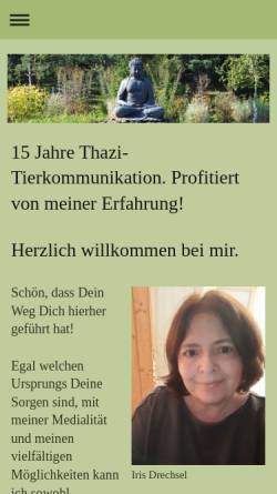Vorschau der mobilen Webseite www.thazi.de, Thazi - Tierkommunikation