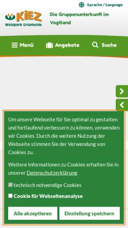 Vorschau der mobilen Webseite waldpark.de, Kindererholungszentrum (KiEZ) Waldpark Grünheide e.V.