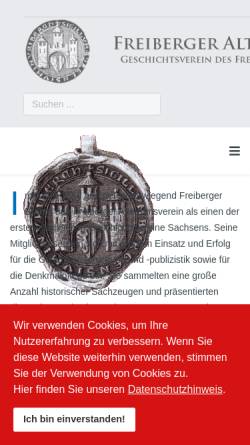 Vorschau der mobilen Webseite freiberger-altertumsverein.de, Freiberger Altertumsverein e.V.