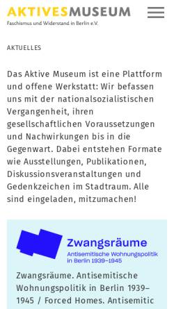 Vorschau der mobilen Webseite www.aktives-museum.de, Berlin - Verein Aktives Museum