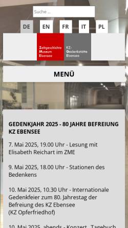 Vorschau der mobilen Webseite www.memorial-ebensee.at, Ebensee - Museum und KZ-Gedenkstätte