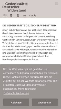 Vorschau der mobilen Webseite www.gdw-berlin.de, Gedenkstätte Deutscher Widerstand