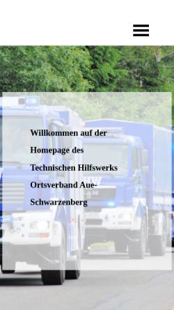 Vorschau der mobilen Webseite www.thw-aue.de, THW Ortsverband Aue-Schwarzenberg