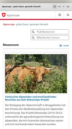 Vorschau der mobilen Webseite www.agroscope.admin.ch, Agroscope
