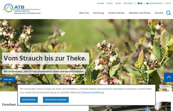 Vorschau von www.atb-potsdam.de, Institut für Agrartechnik e.V. Bornim