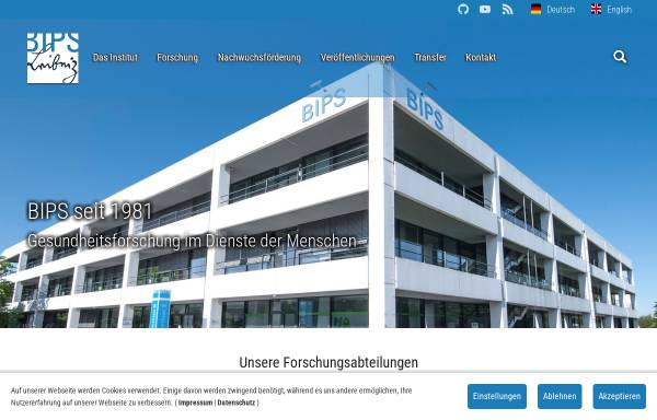 Vorschau von www.bips.uni-bremen.de, Bremer Institut für Präventionsforschung und Sozialmedizin (BIPS)