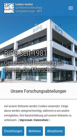 Vorschau der mobilen Webseite www.bips.uni-bremen.de, Bremer Institut für Präventionsforschung und Sozialmedizin (BIPS)