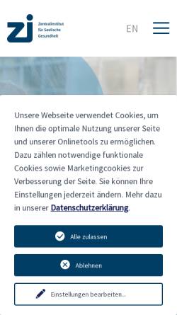 Vorschau der mobilen Webseite www.zi-mannheim.de, Zentralinstitut für Seelische Gesundheit Mannheim