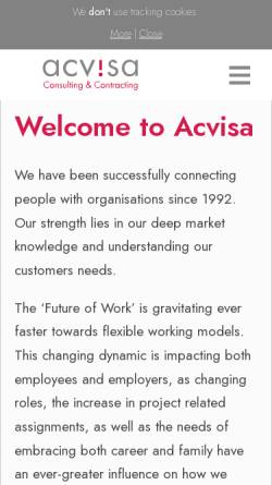 Vorschau der mobilen Webseite www.acvisa.ch, Acvisa AG