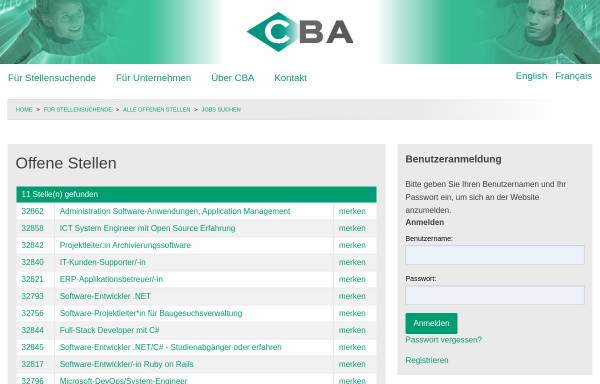 Vorschau von www.cba.ch, Computer Brainware Advisors