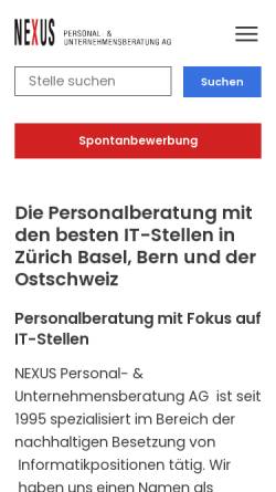 Vorschau der mobilen Webseite www.nexus.ch, Nexus Personal- und Unternehmensberatung AG
