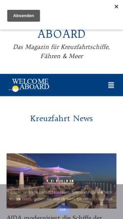 Vorschau der mobilen Webseite www.welcome-aboard.de, Welcome Aboard