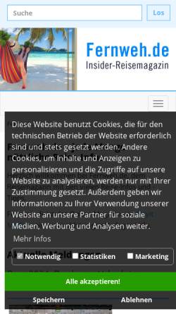 Vorschau der mobilen Webseite www.fernweh.de, Fernweh