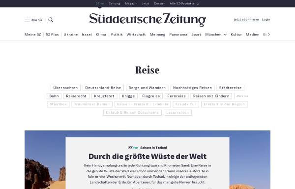 Vorschau von www.sueddeutsche.de, Süddeutschen Zeitung - Reisemagazin