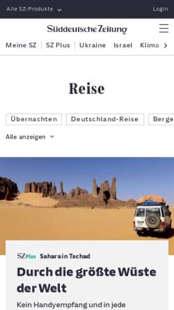 Vorschau der mobilen Webseite www.sueddeutsche.de, Süddeutschen Zeitung - Reisemagazin