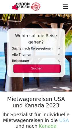 Vorschau der mobilen Webseite www.ahorn-reisen.de, Ahorn Reisen GmbH