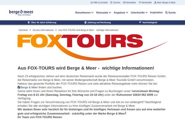 Vorschau von www.foxtours.de, FOX-TOURS Reisen GmbH