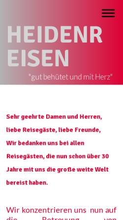 Vorschau der mobilen Webseite www.heidenreisen.de, Heidenreisen