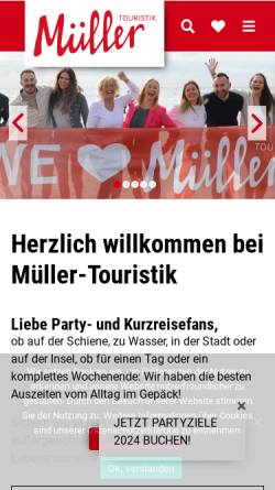 Vorschau der mobilen Webseite www.mueller-touristik.de, Müller-Touristik GmbH & Co. KG