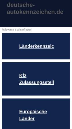 Vorschau der mobilen Webseite www.deutsche-autokennzeichen.de, Deutsche KFZ-Kennzeichen