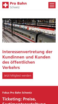 Vorschau der mobilen Webseite www.pro-bahn.ch, Pro Bahn Schweiz